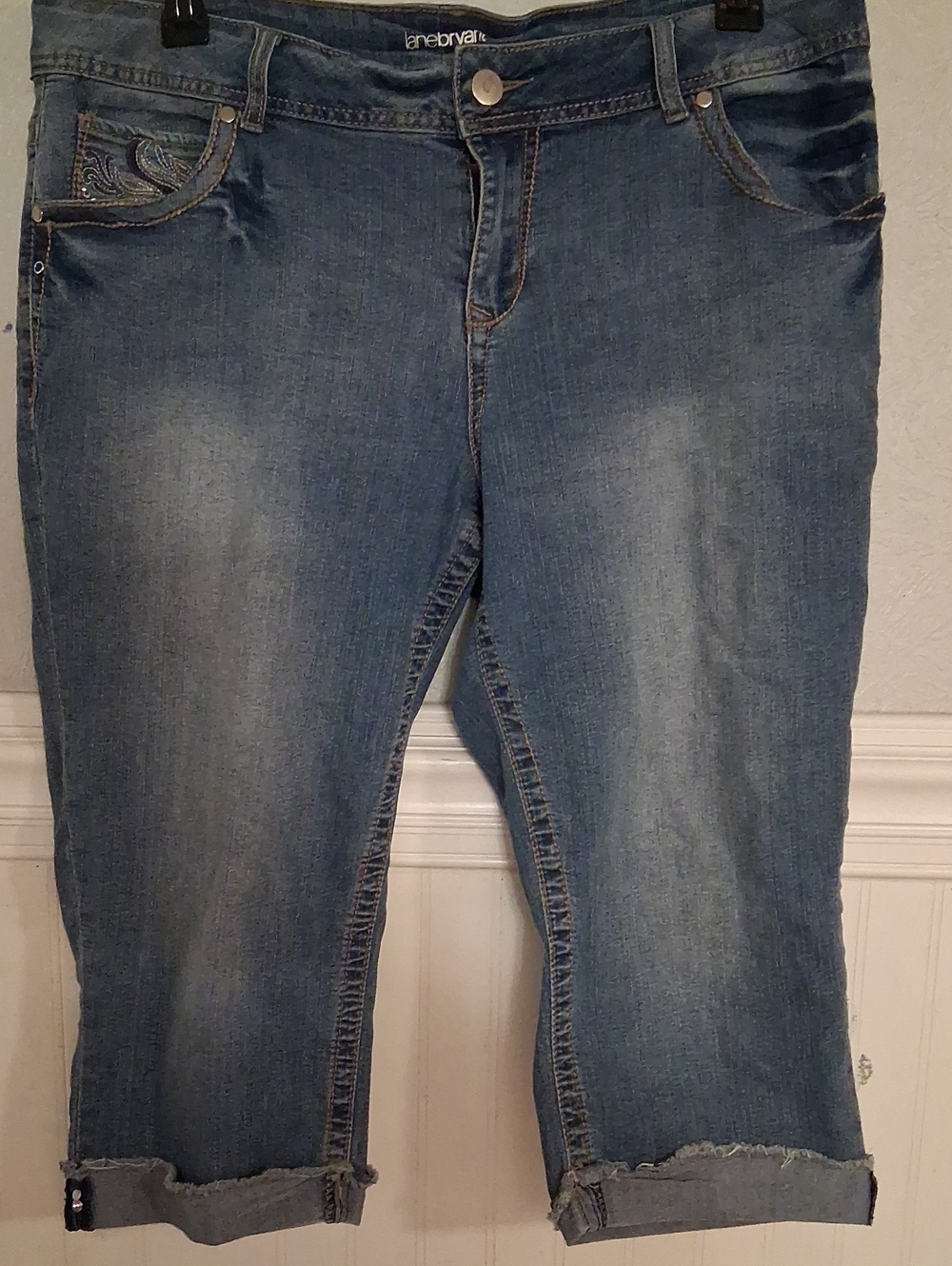 Lane Bryant Mid Blue Cropped Jeans with Rolled Hem